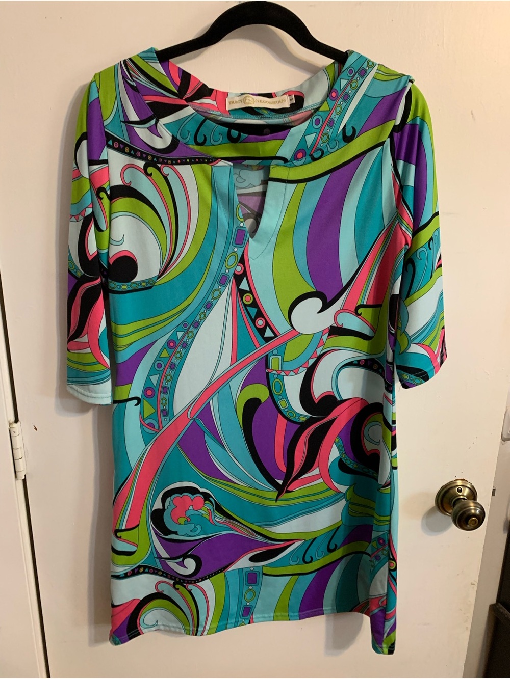 Tracy Negoshian Abstract Swirl cocktail dress